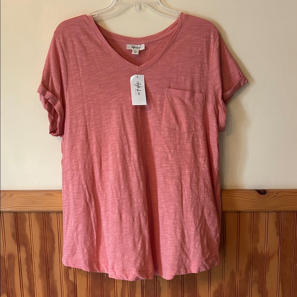 Style & Co. Rose Sand V-Neck Women's Tee